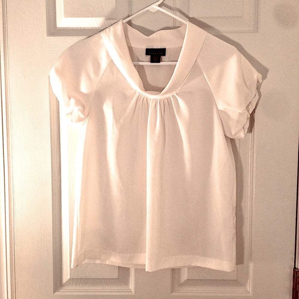 Apostrophe Y2K Sheer Cowlneck Blouse Puff Sleeves Ivory Small